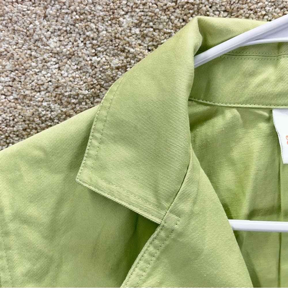 90s Y2K jacket 100% cotton lime green button down notch spring summer NWT flawed - Picture 5 of 16